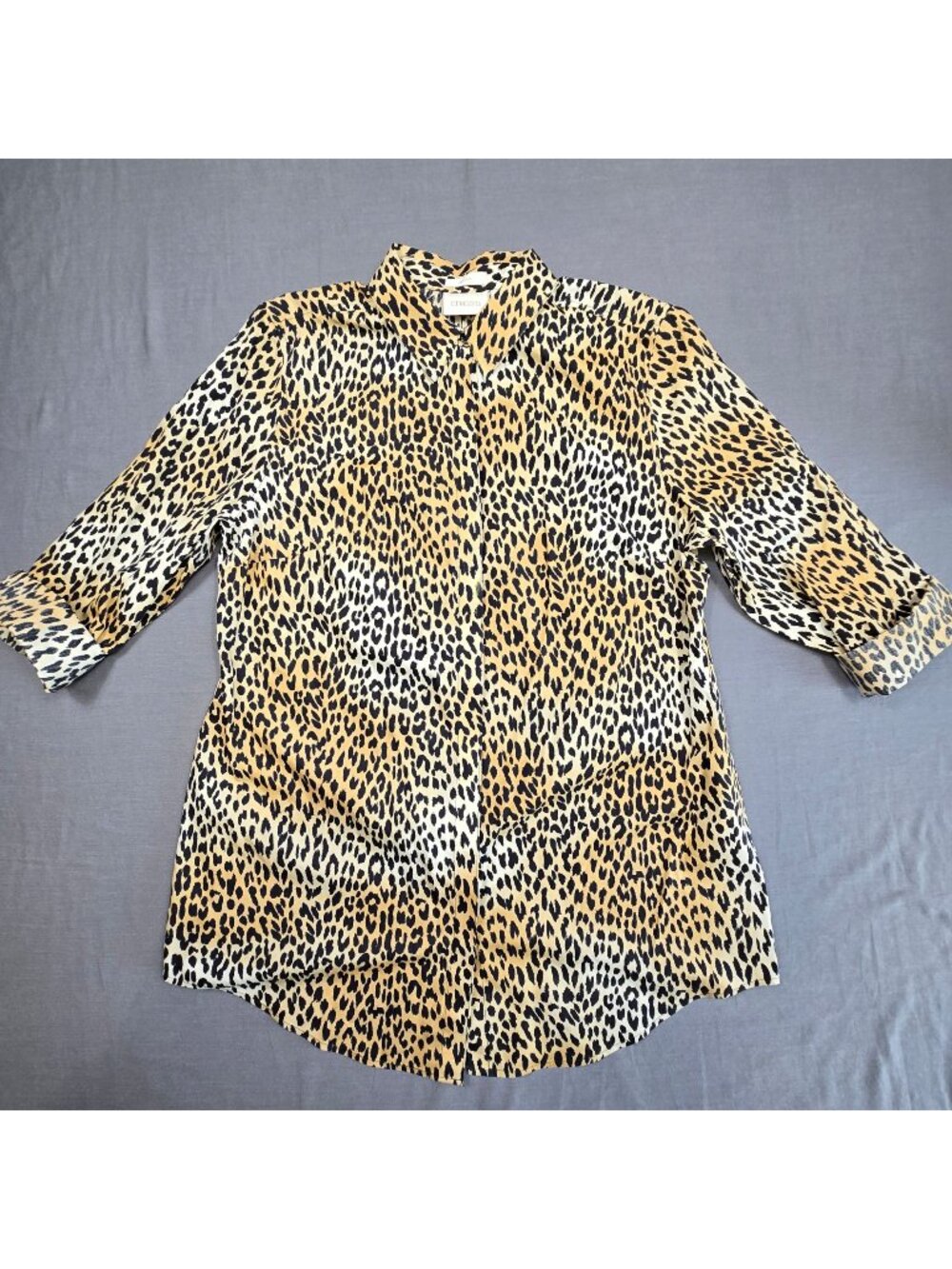 Chicos 2 Large Button-Down Shirt Animal No-Iron Long Sleeve 100% Cotton Tunic